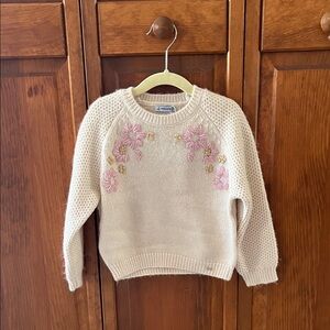 Mayoral Cream Knit Sweater with Pink Accents